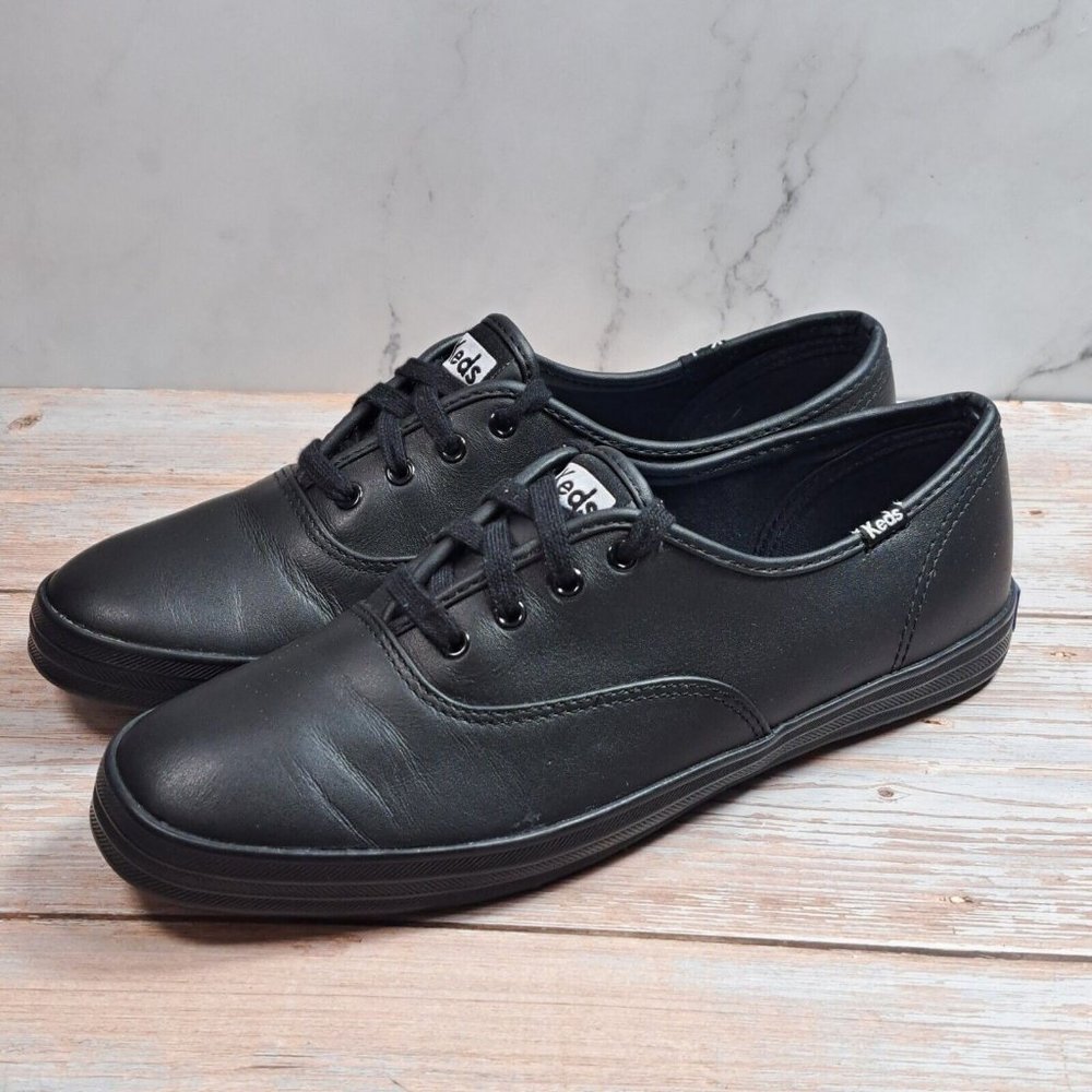keds champion black leather
